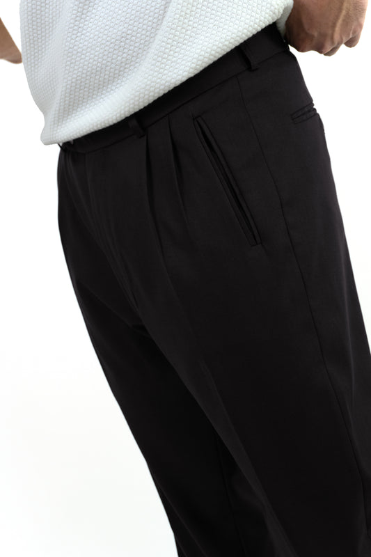 Midnight Black Double Pleated Pants