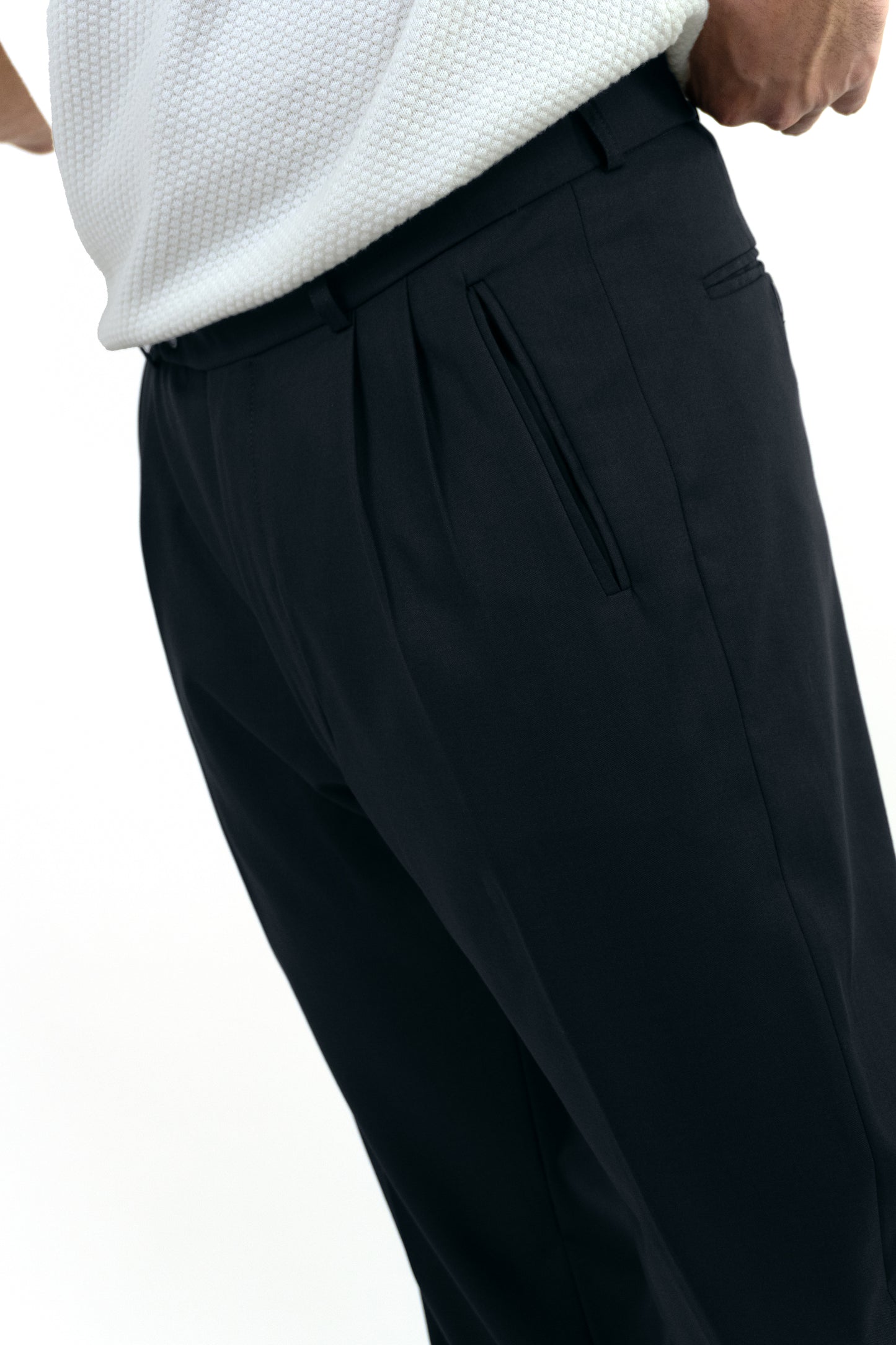 Charcoal Grey Double Pleated Pants