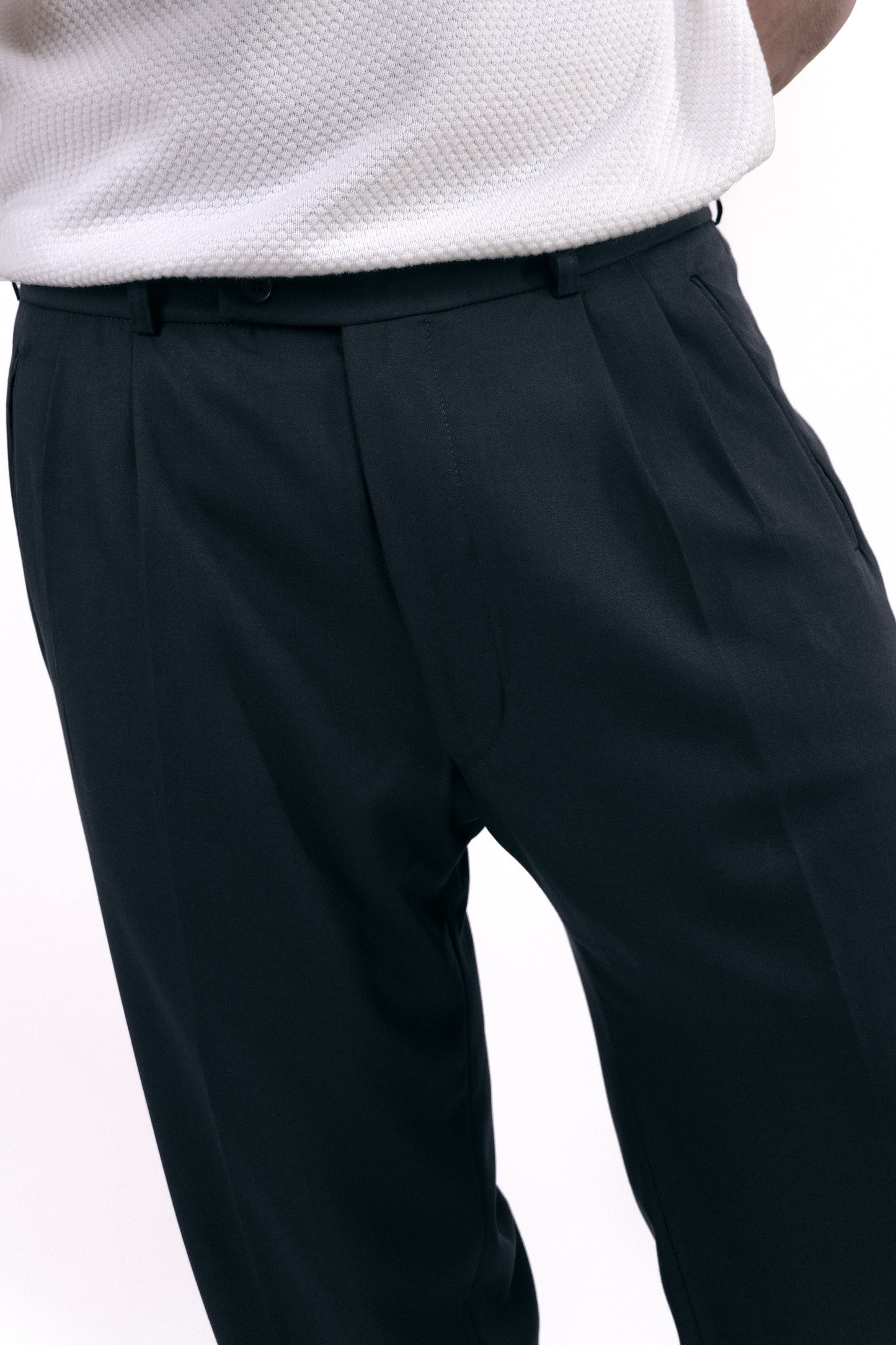 Charcoal Grey Double Pleated Pants