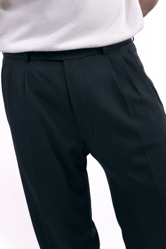 Charcoal Grey Double Pleated Pants