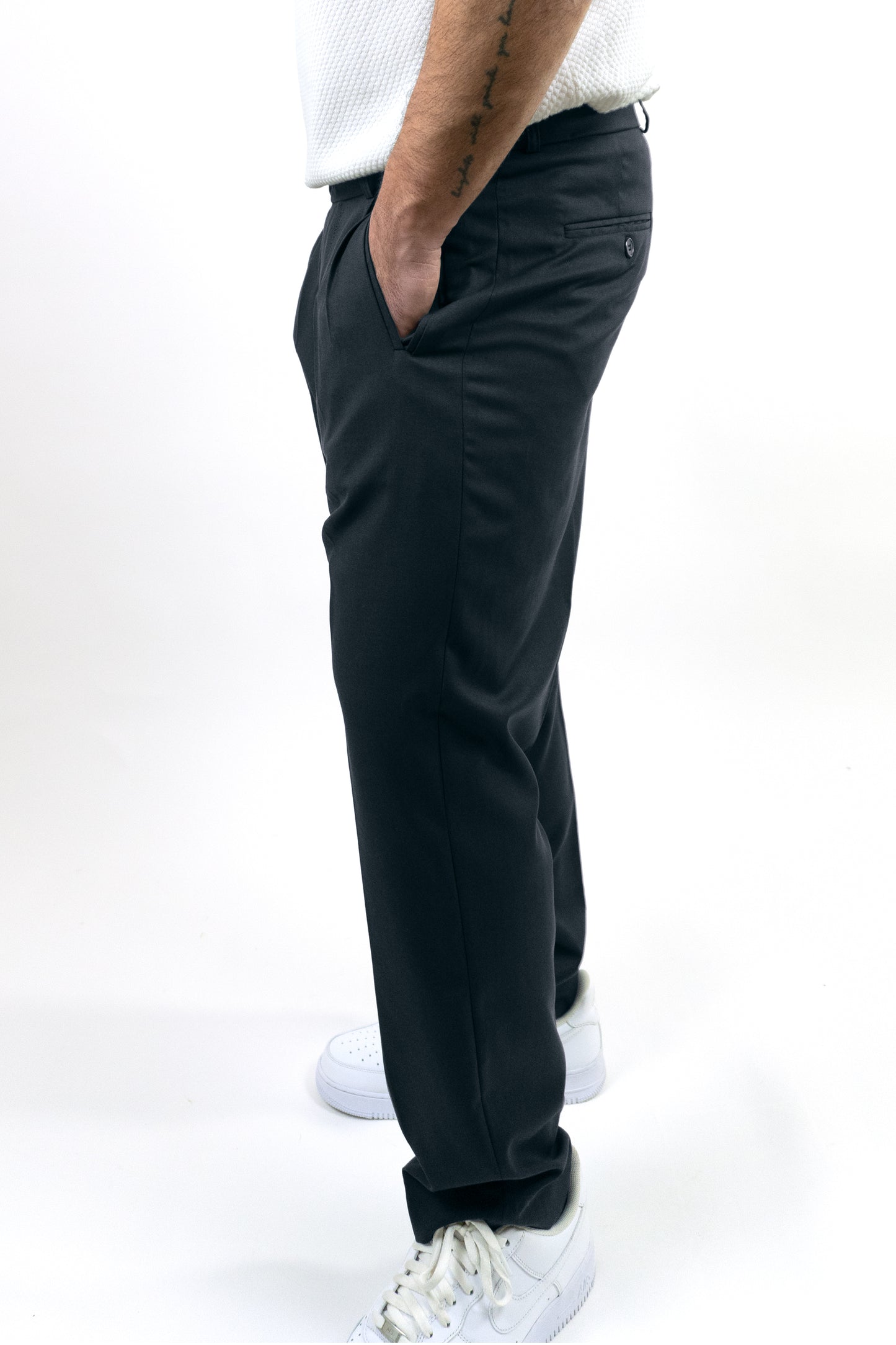 Charcoal Grey Double Pleated Pants