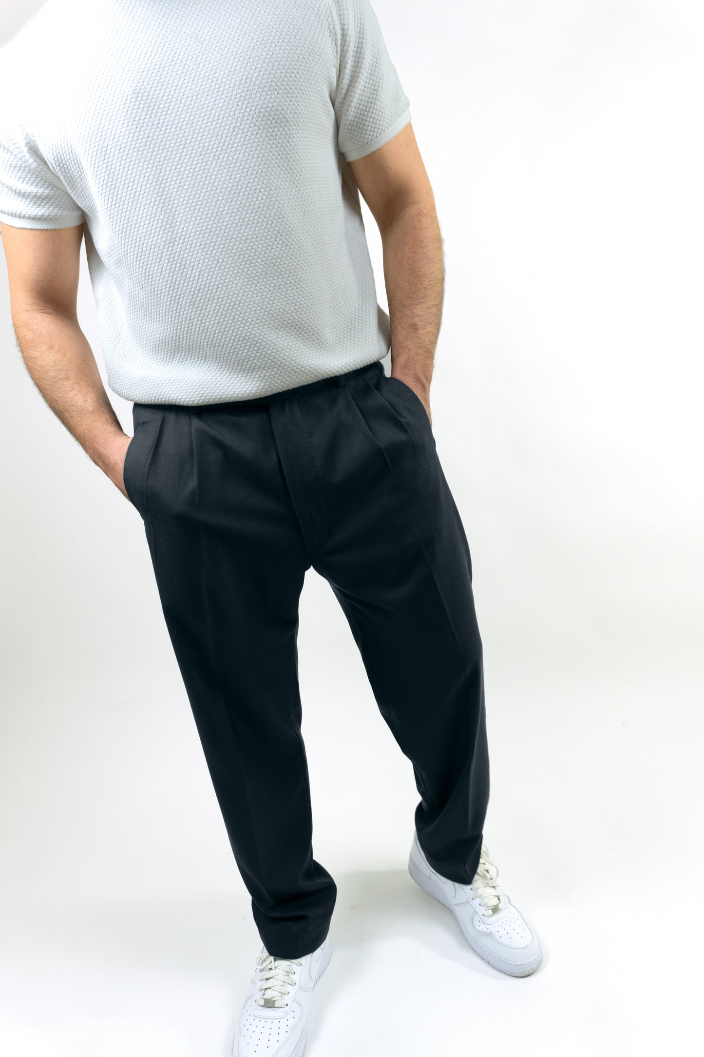 Charcoal Grey Double Pleated Pants