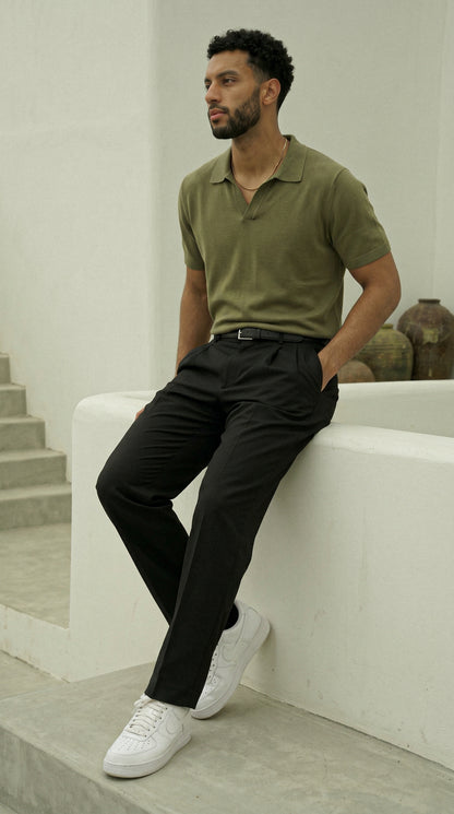 Midnight Black Double Pleated Pants