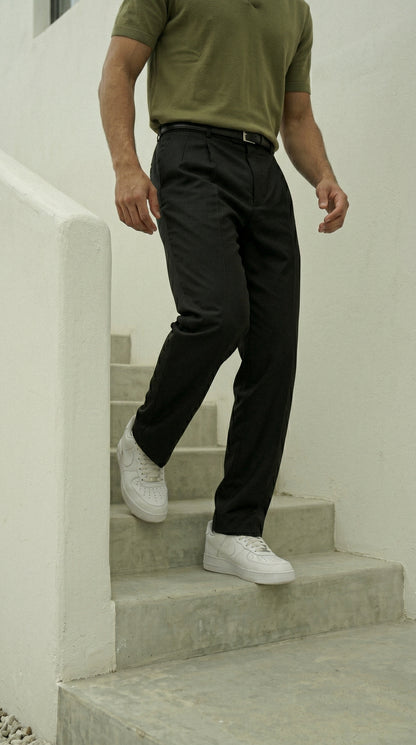 Midnight Black Double Pleated Pants