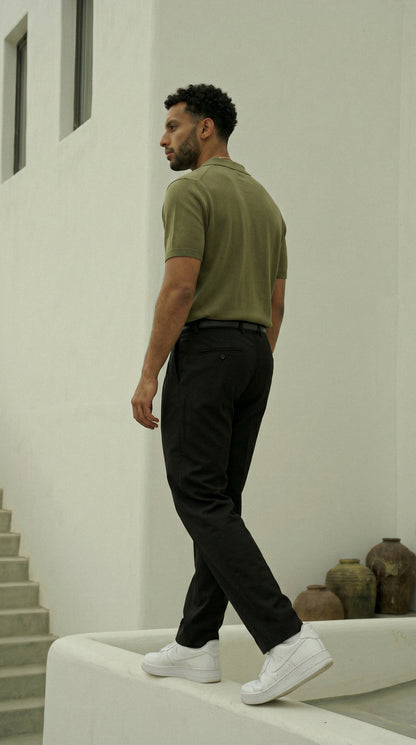 Midnight Black Double Pleated Pants
