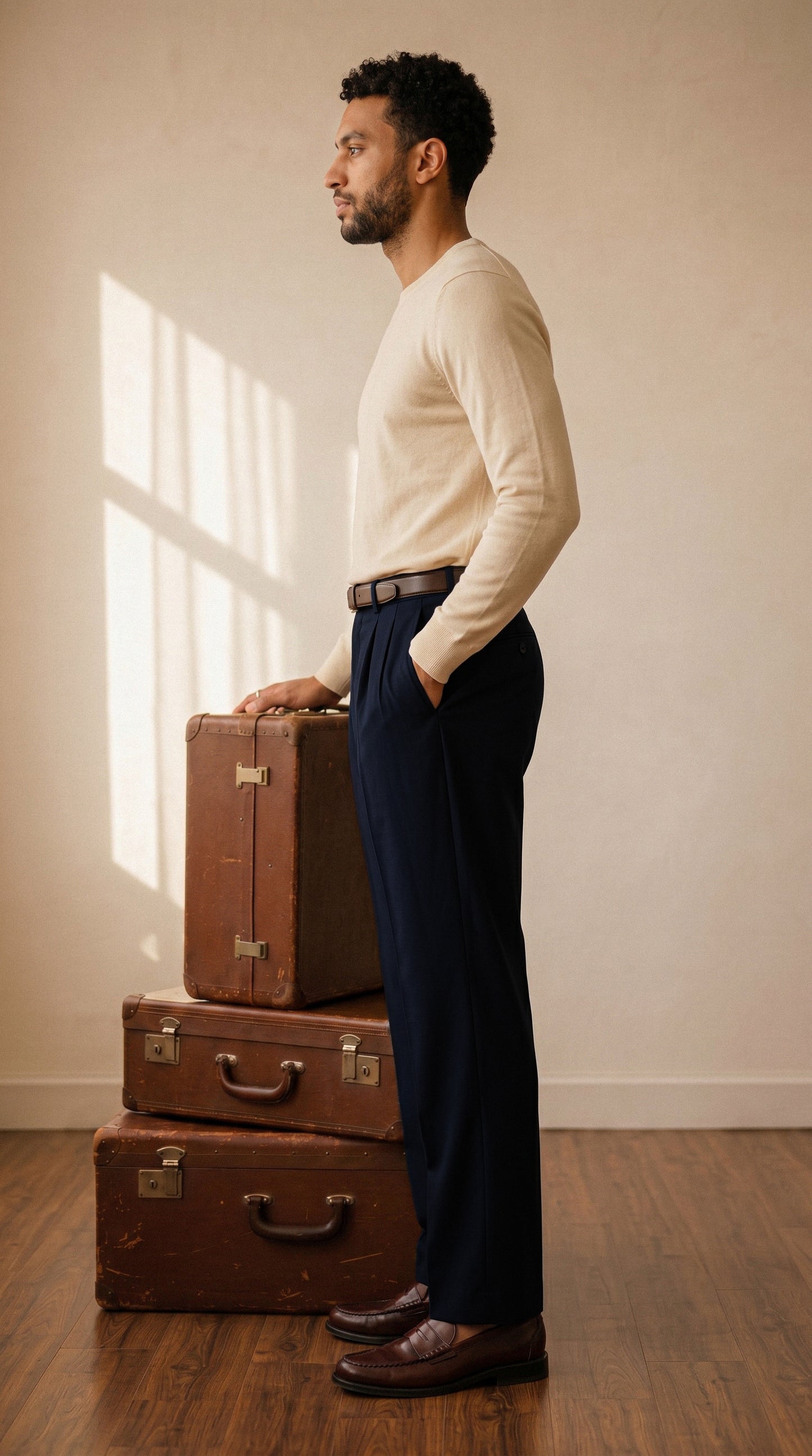 Deep Navy Double Pleated Pants
