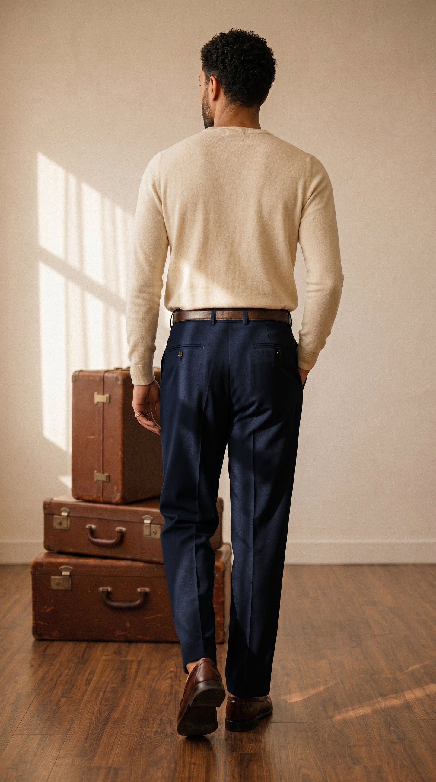 Deep Navy Double Pleated Pants