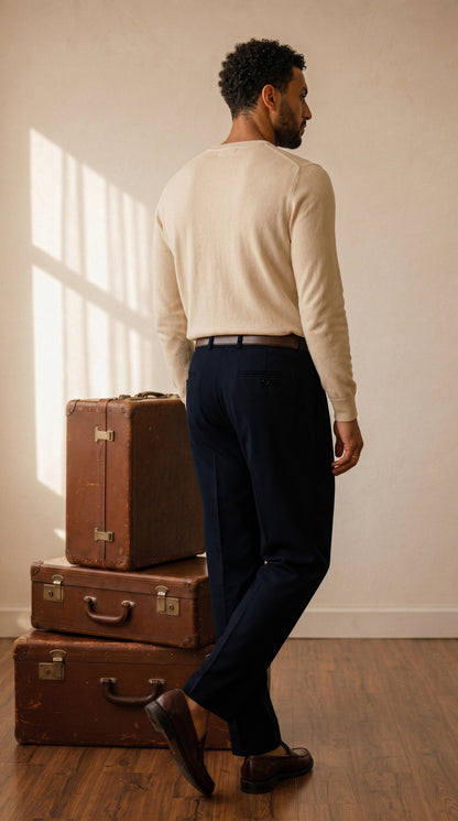 Deep Navy Double Pleated Pants