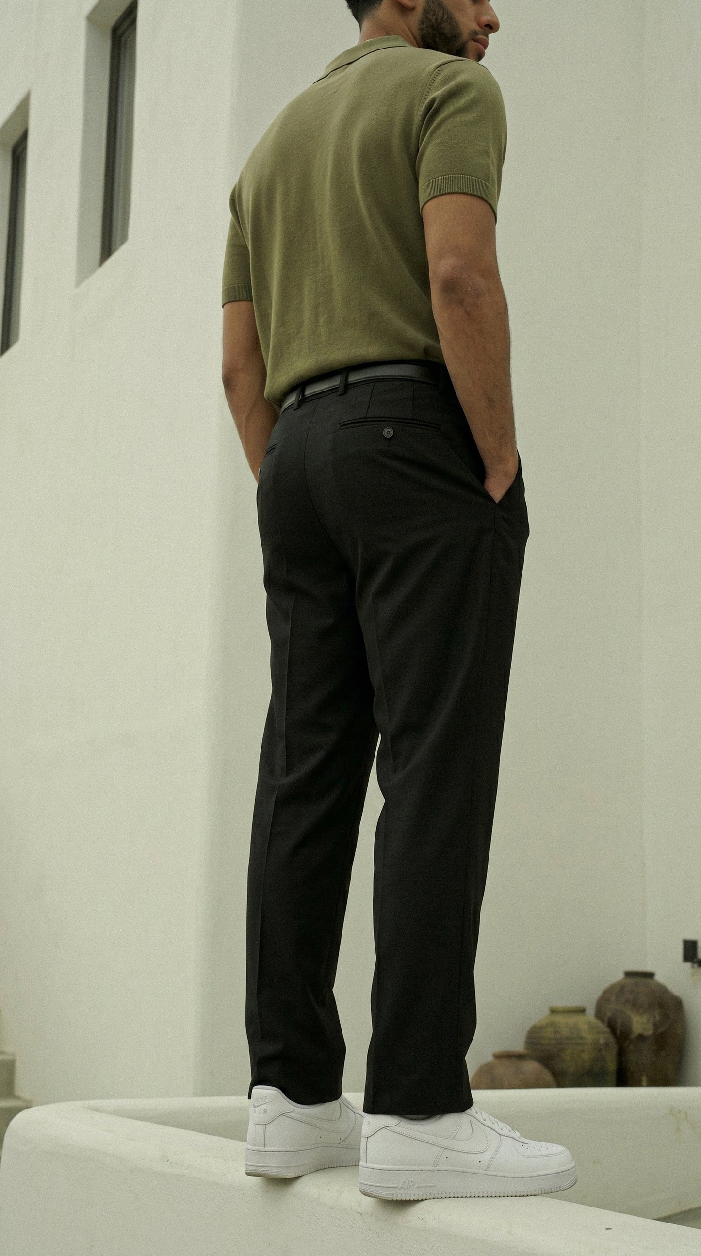 Midnight Black Double Pleated Pants