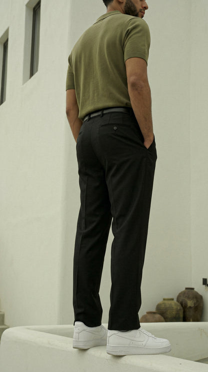Midnight Black Double Pleated Pants