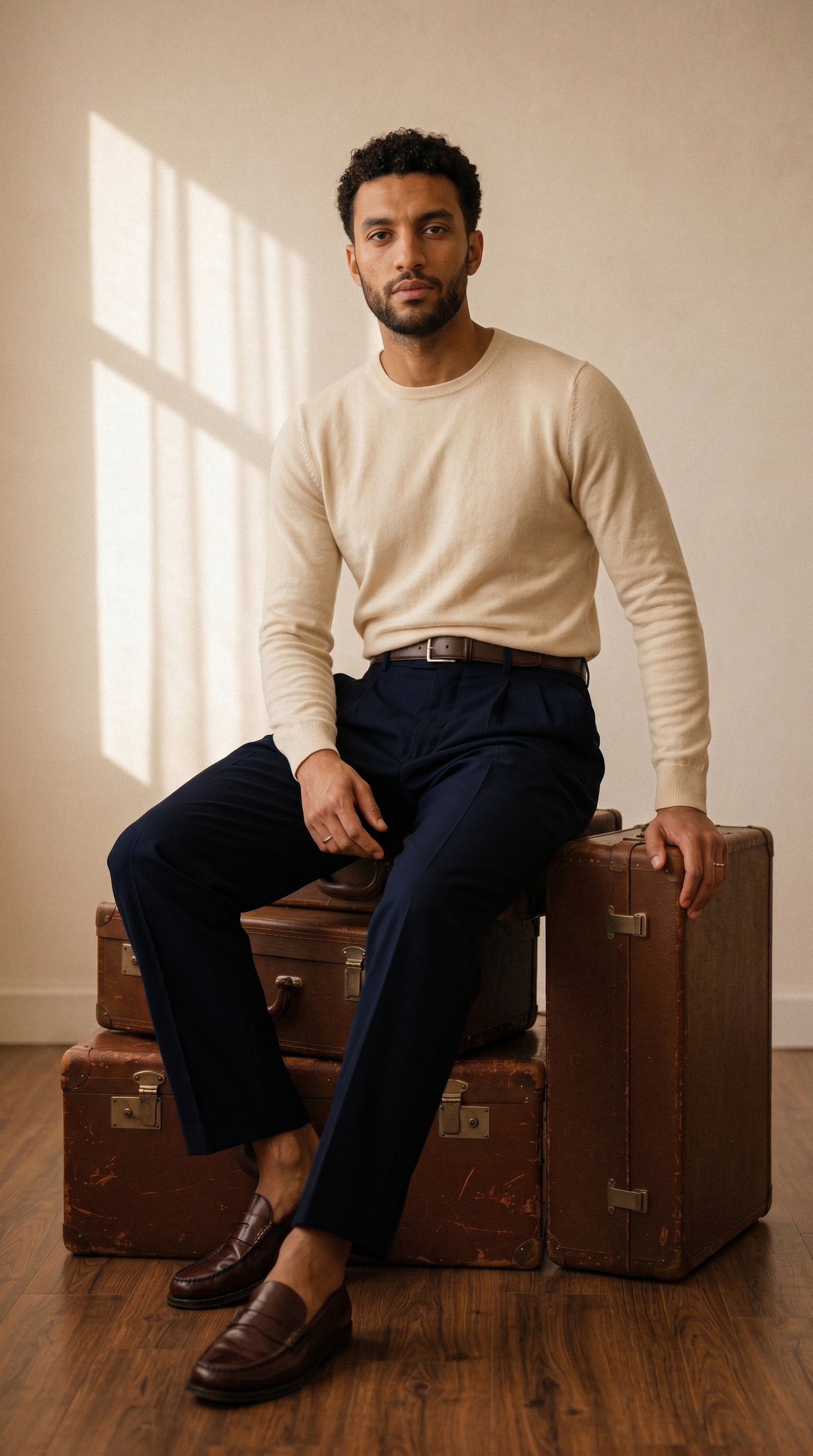 Deep Navy Double Pleated Pants