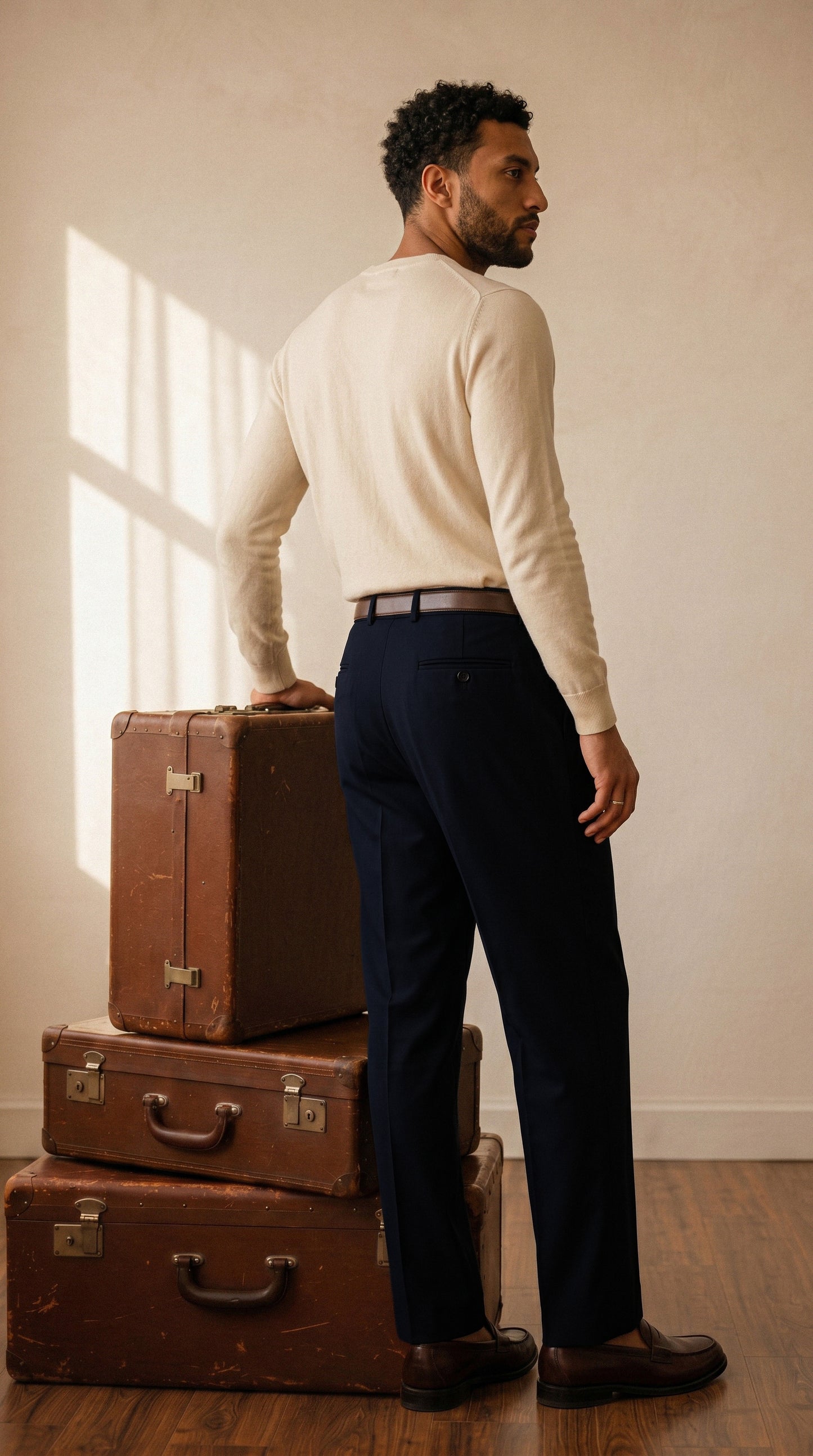 Deep Navy Double Pleated Pants