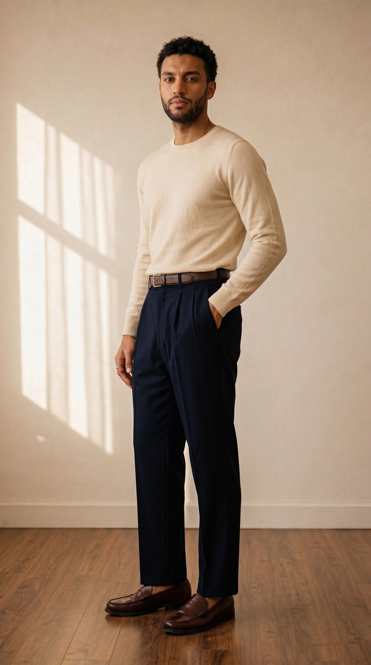 Deep Navy Double Pleated Pants