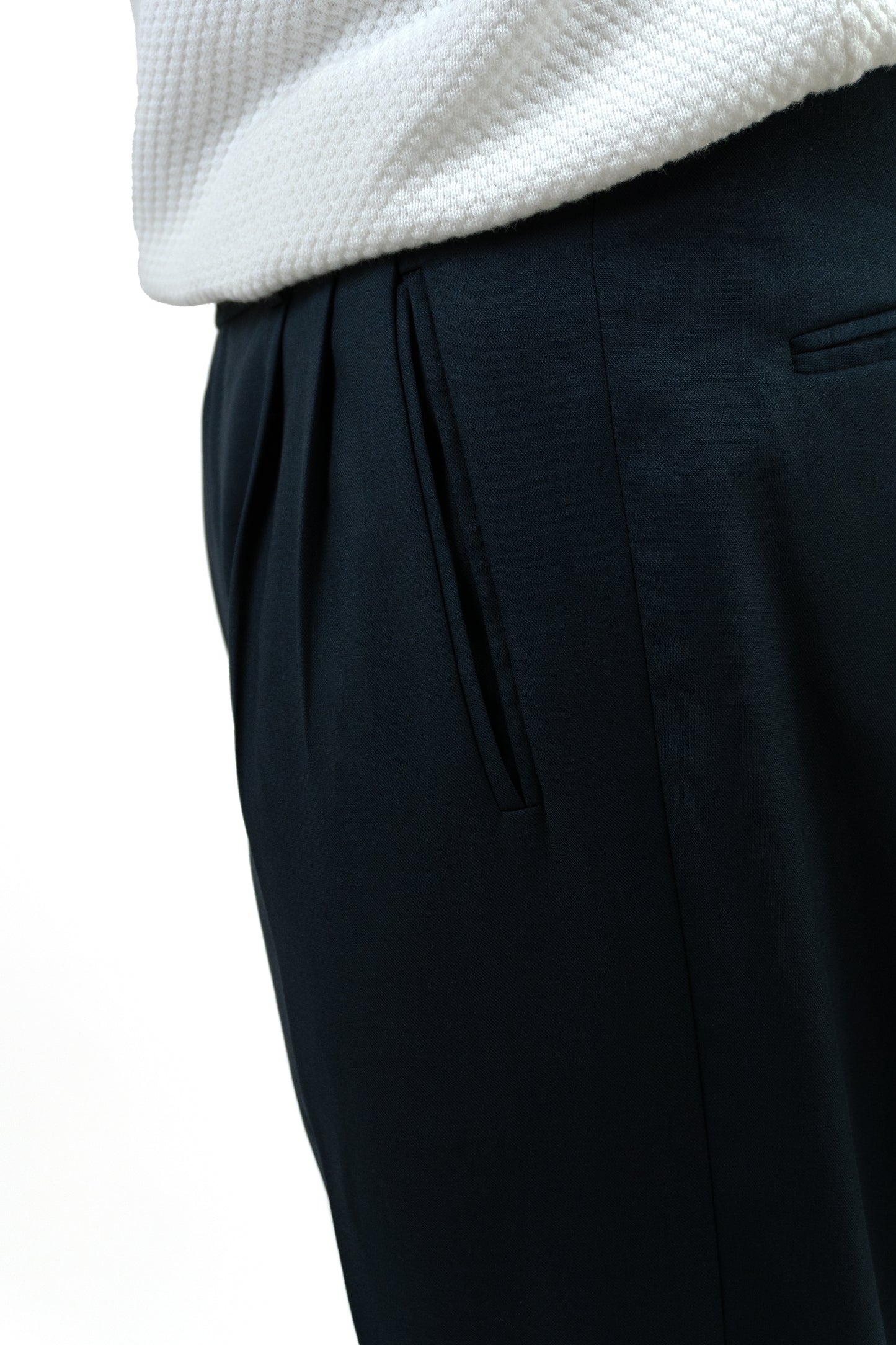 Deep Navy Double Pleated Pants