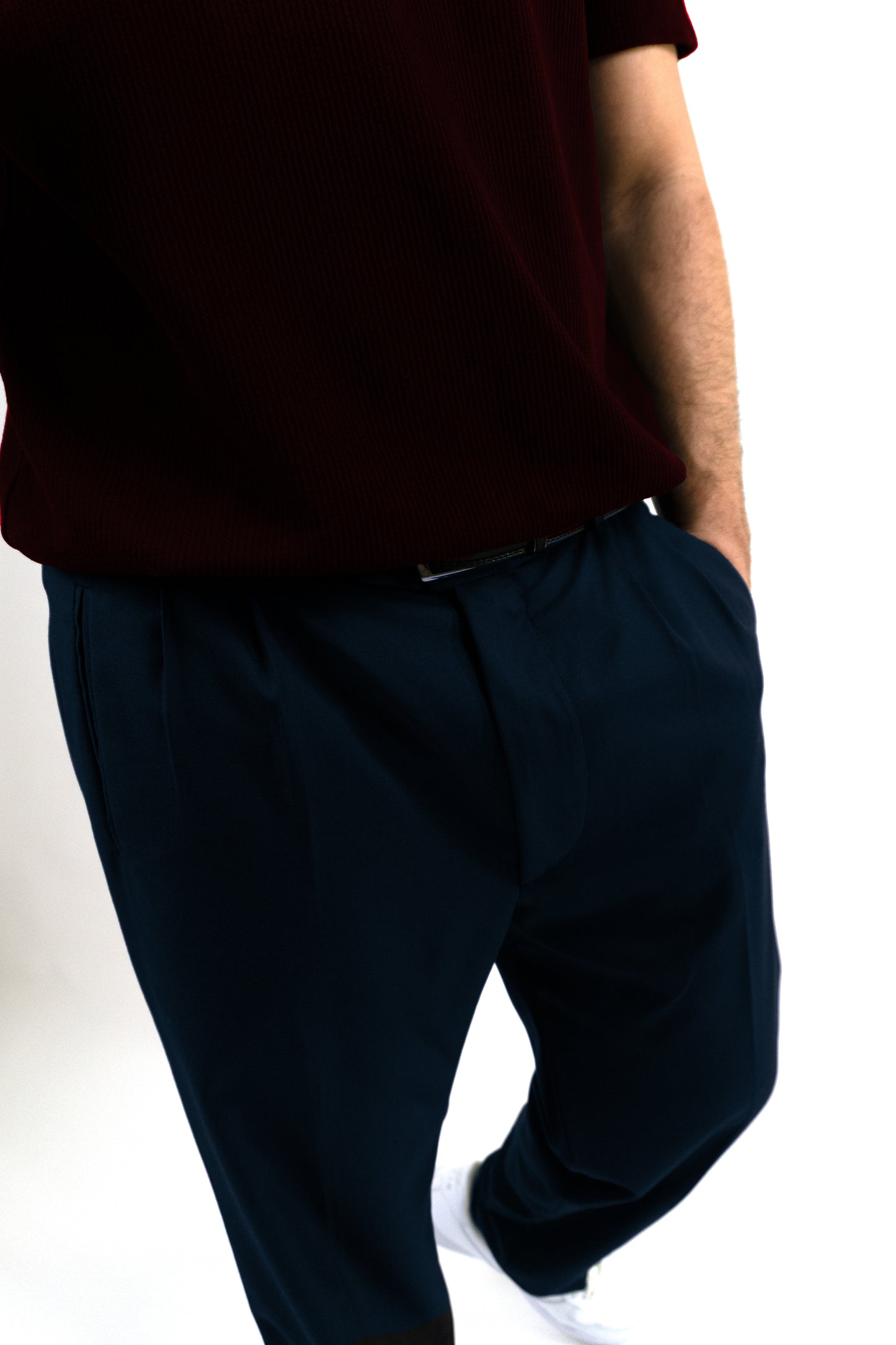 Deep Navy Double Pleated Pants