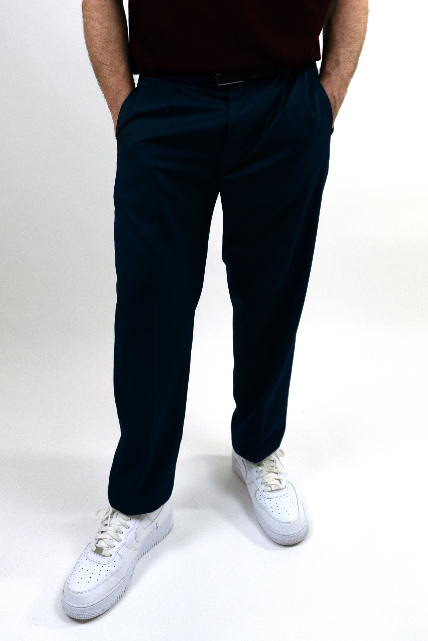 Deep Navy Double Pleated Pants