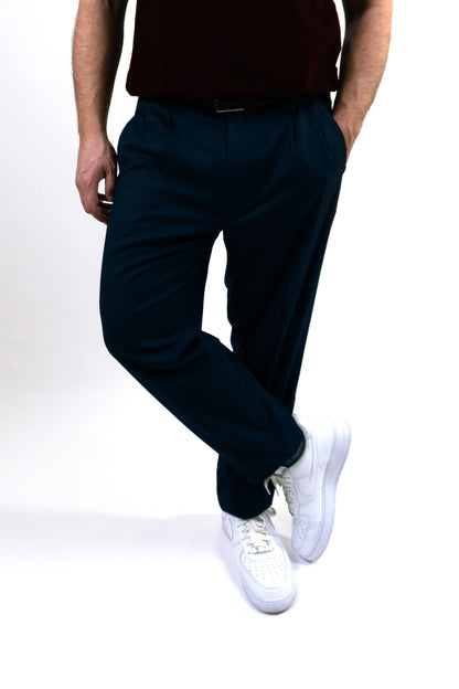 Deep Navy Double Pleated Pants