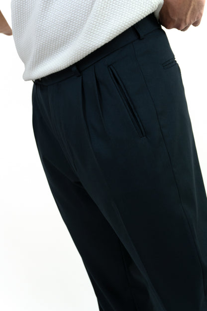 Deep Navy Double Pleated Pants