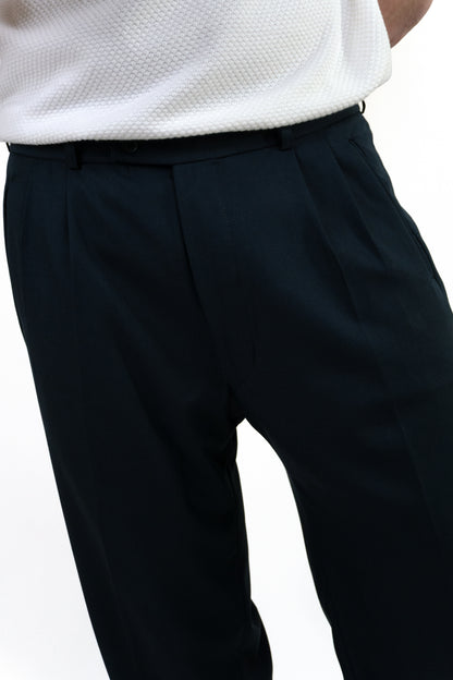 Deep Navy Double Pleated Pants