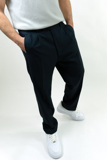 Deep Navy Double Pleated Pants
