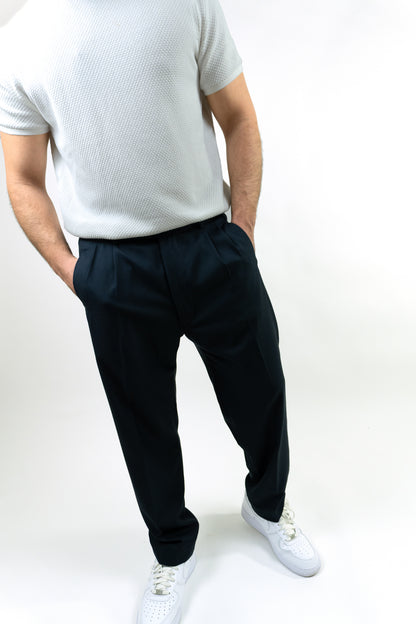 Deep Navy Double Pleated Pants