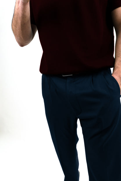 Deep Navy Double Pleated Pants